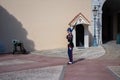 Monaco-Ville, Monaco - 25th of February 2020: The changing of the guard Prince`s Palace of Monaco Royalty Free Stock Photo