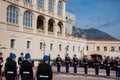 Monaco-Ville, Monaco - 25th of February 2020: The changing of the guard Prince`s Palace of Monaco Royalty Free Stock Photo