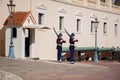 Monaco-Ville, Monaco - 25th of February 2020: The changing of the guard Prince`s Palace of Monaco Royalty Free Stock Photo