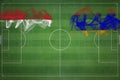 Monaco vs Armenia Soccer Match, national colors, national flags, soccer field, football game, Copy space