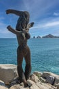 Monalisa statue on cliffs above Playa del Rey, Cabo San Lucas, Mexico