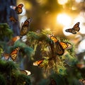 Monarch butterflies Danaus plexippus  Made With Generative AI illustration Royalty Free Stock Photo