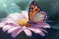 Monarch Butterfly Elegance on a Pink Flower - generative AI, AI generated