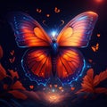 Monarch Butterfly hugging heart Butterfly in the night. Psychedelic color illustration. AI generated animal ai