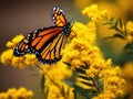 Monarch Butterfly Nectaring on Goldenrod