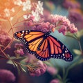 Monarch Butterfly Pollinating Flowers