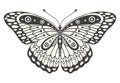 Monarch butterfly, vector illustration. Y2k style aesthetic, wing shapes in front view Royalty Free Stock Photo