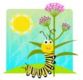 Monarch Caterpillar Holding Flower