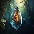 Ai Generated illustration Wildlife Concept of Monarch Chrysalis Royalty Free Stock Photo