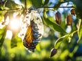 Ai Generated illustration Wildlife Concept of Monarch cocoon Royalty Free Stock Photo