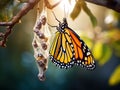 Monarch emerging Royalty Free Stock Photo