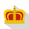 Monarchy crown icon, flat style