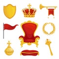 Monarchy symbol set, royalty and authority wealth Royalty Free Stock Photo