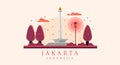 Monas Flat Vector Design Illustration. National Monument of Indonesia the Landmark of Jakarta City. Monumen Nasional Jakarta Tugu Royalty Free Stock Photo