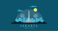 Monas Flat Vector Design Illustration. National Monument of Indonesia the Landmark of Jakarta City. Monumen Nasional Jakarta Tugu Royalty Free Stock Photo