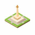 Monas jakarta, indonesia landmark building illustration in isometric flat style vector Royalty Free Stock Photo