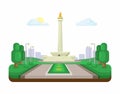 Monas monument at Jakarta Indonesia famous landmark illustration in flat design vector