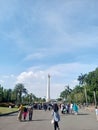 Monas & x28;monumen nasional& x29; is a historical building which is a symbol of the capital city of Indonesia, namely Jakarta.