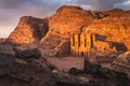 The Monastery or Ad Deir at beautiful sunset in Petra ruin and ancient city of Nabatean kingdom, Jordan, Arab Royalty Free Stock Photo