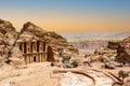 The Monastery or Ad Deir at beautiful sunset in Petra ruin and ancient city of Nabatean kingdom, Jordan, Arab, Asia Royalty Free Stock Photo