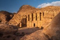 The Monastery or Ad Deir in Petra ruin and ancient city of Nabatean kingdom at sunset, Jordan, Arab Royalty Free Stock Photo