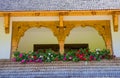 Monastery balcony with flowers Royalty Free Stock Photo