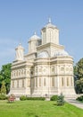 The monastery Curtea de Arges, orthodox church, outdoor courtyard. Royalty Free Stock Photo