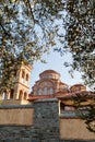 Monastery of Dormition of Holy Mary, Panagia Evrou, Orthodox Monastery, Makri Evros Greece, catholic church in Byzantine style Royalty Free Stock Photo