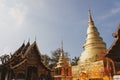 Monastery and golden stupa at Wat Phra Singh in Chinag Mai, Thailand