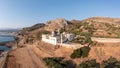 Monastery Gonia Odigitria, Chania town, Crete island, Greece. Aerial drone view of Orthodox Church