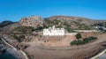 Monastery Gonia Odigitria, Chania town, Crete island, Greece. Aerial drone view of Orthodox Church