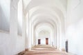 Monastery interior hallway cloister white clean archway, Plasy