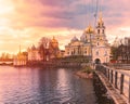 Monastery on island of lake Seliger, Russia Royalty Free Stock Photo