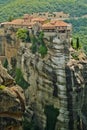 Monastery from Meteora-Greece, beautiful landscape with tall rocks with buildings on them. Royalty Free Stock Photo