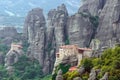 Monastery Meteora Greece.Stunning summer panoramic landscape. Royalty Free Stock Photo