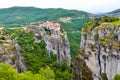 Monastery Meteora Greece. Stunning summer panoramic landscape. Royalty Free Stock Photo