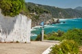 Monastery Mirtiotissas gate. Corfu coast, Greece Royalty Free Stock Photo