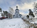 Monastery of Nilo-Stolobenskaya Nilov deserts in the Tver region. Church of the exaltation of the cross in winter