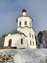 Monastery of Nilo-Stolobenskaya Nilov deserts in the Tver region. Church of the exaltation of the cross in winter