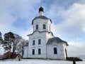 Monastery of Nilo-Stolobenskaya Nilov deserts in the Tver region. Church of the exaltation of the cross in winter