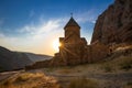 Monastery of Noravank in evening at sunset