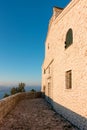 The monastery of Pantokrator on top of the mountain of the same name in Corfu, Greece Royalty Free Stock Photo