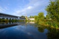 Monastery pond in the early September morning. Tikhvinsky Assumption Monastery, Russia Royalty Free Stock Photo