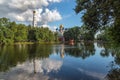 Monastery pond with a reflection of the Nikolo-Ugreshsky Monastery of the Russian Orthodox Church