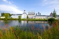 Monastery pond in the Tikhvin Assumption Monastery on a sunny September morning. Tikhvin, Russia Royalty Free Stock Photo