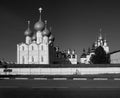 Monastery. Rostov. Russia. Black and white.