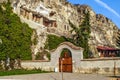 Basarbovo Monastery Bulgaria - cave monastery - monastery carved in rock landscape Royalty Free Stock Photo