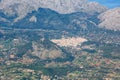 Monastery Santuari de la Mare de Deu del Puig near Pollenca on Mallorca aerial view in Spain