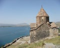 Monastery of Sevanavank with the lake of Sevan in Armenia. 