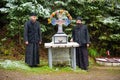 Monastic life of the hermit old monks in the orthodox church in Roumania , priest living in solitude .